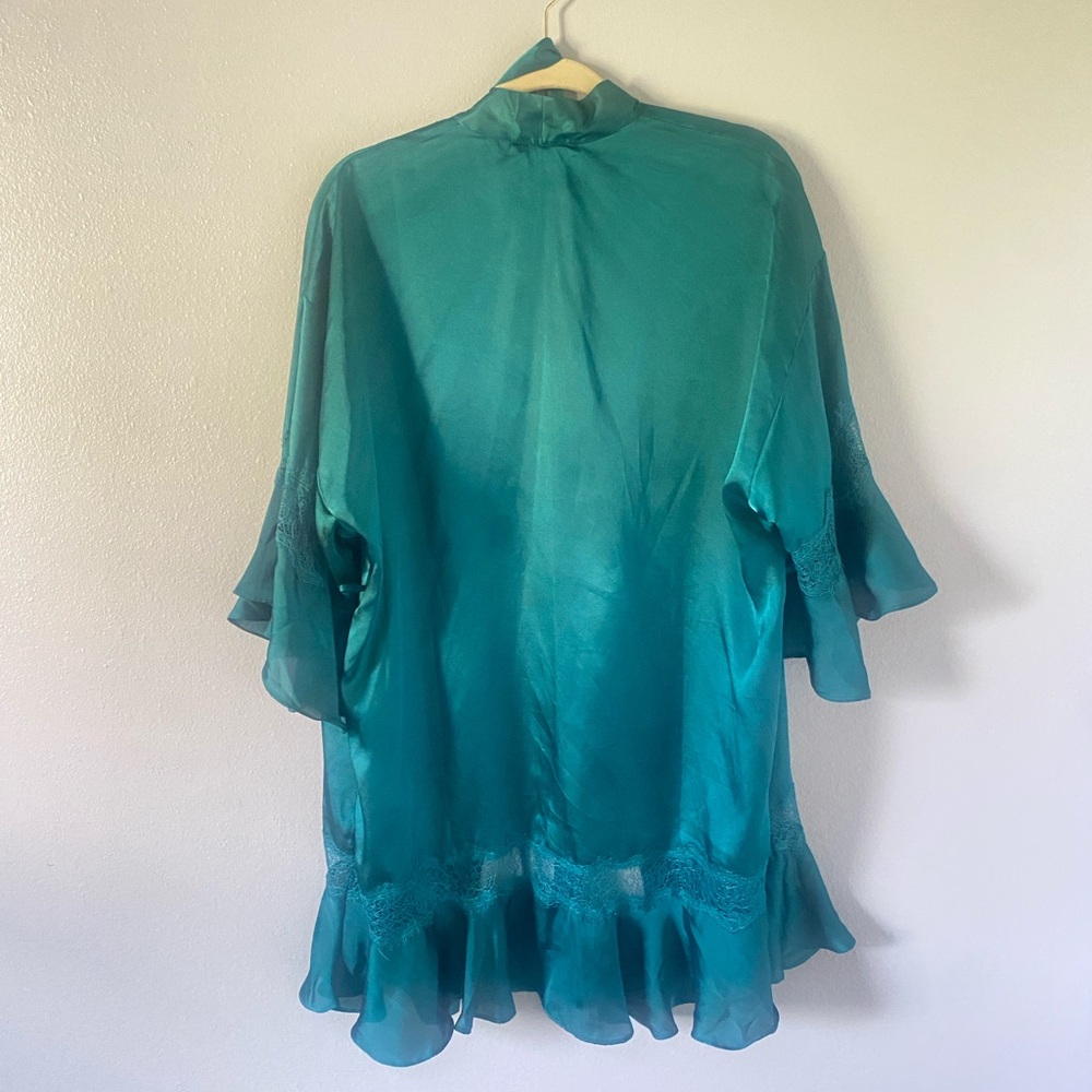 Victoria’s Secret women’s teal robe lace details small fairycore whimsy glam - Picture 3 of 8
